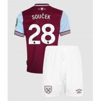 West Ham United Tomas Soucek #28 Heimtrikotsatz Kinder 2024-25 Kurzarm (+ Kurze Hosen)